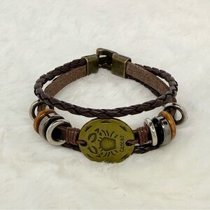 Cancer Zodiac Faux Leather Bracelet
